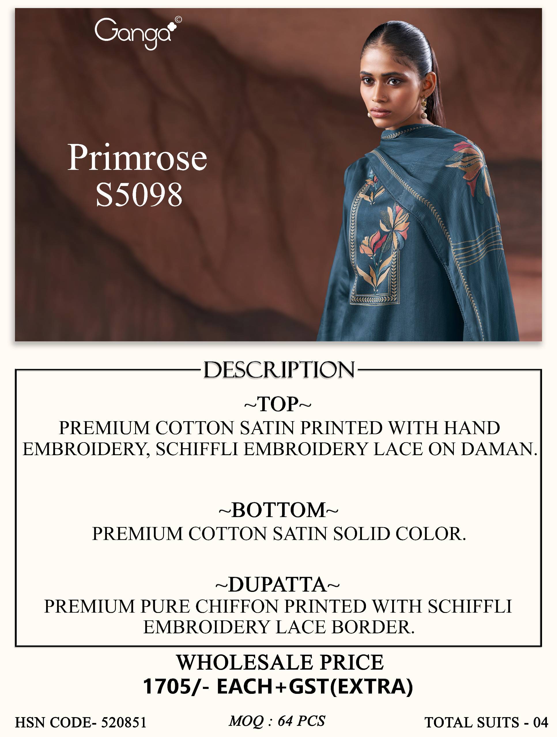 PRIMROSE 5098 SERIES BY GANGA FASHION Beautiful Colourful COTTON SATIN Dresses At Wholesale Price